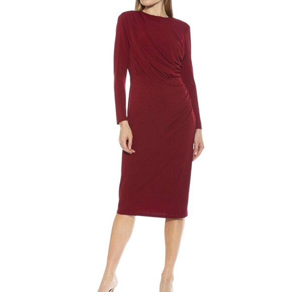 Alexia Admor NWT Nicolette Dress Midi Burgundy Size XL - Picture 5 of 9